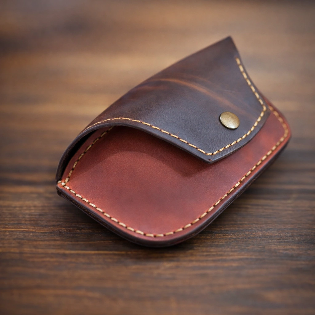 El Yapımı Koyu Kahve Hakiki Deri Gözlük Kılıfı | Kirke Leather